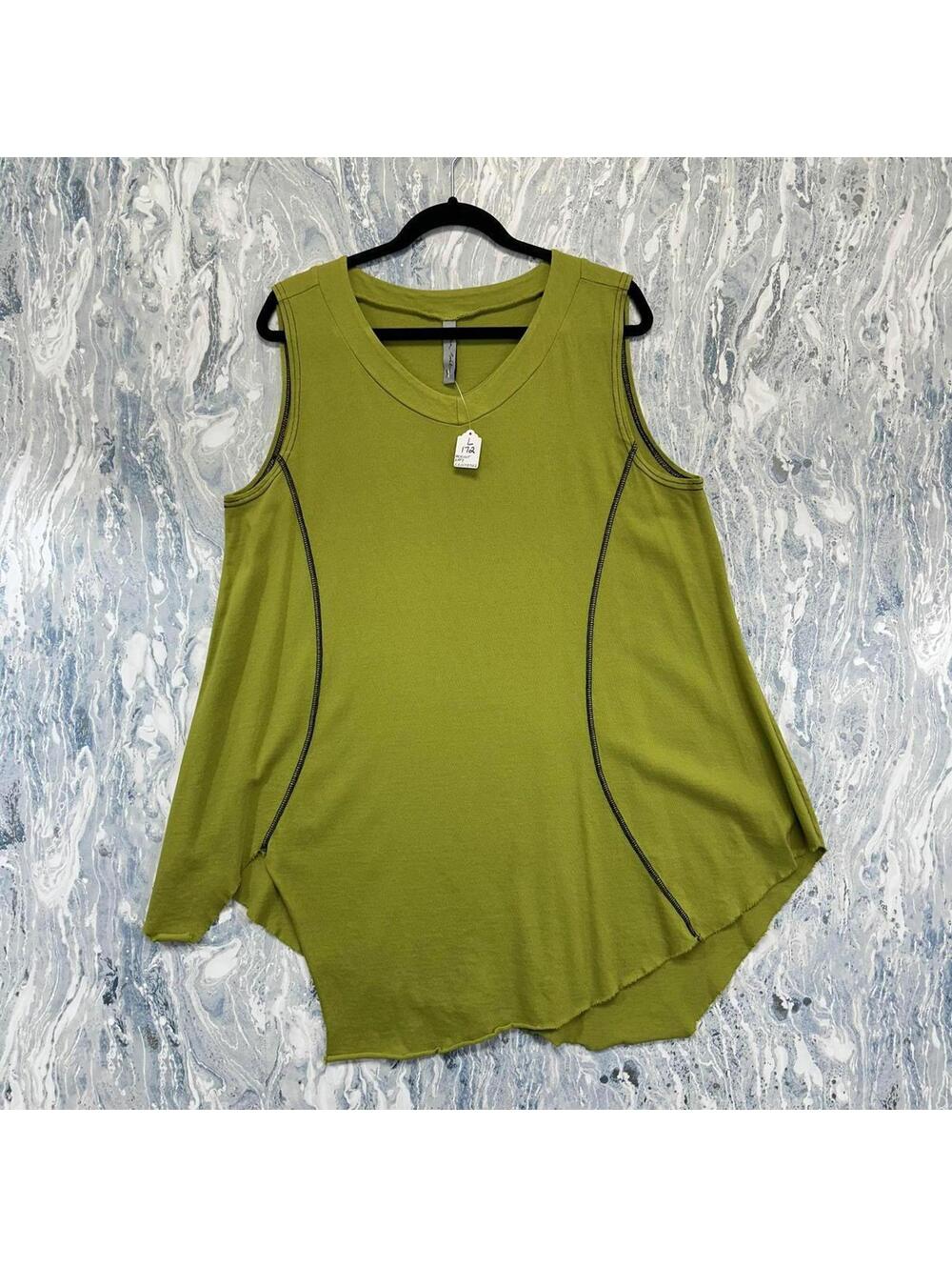 Boho Indie Langenlook Olive Green Asymmetrical Tunic (L)